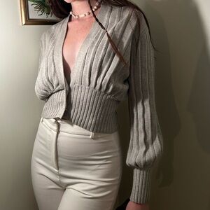 ARITZIA WILFRED Grey Plunge Cardigan | Size XS